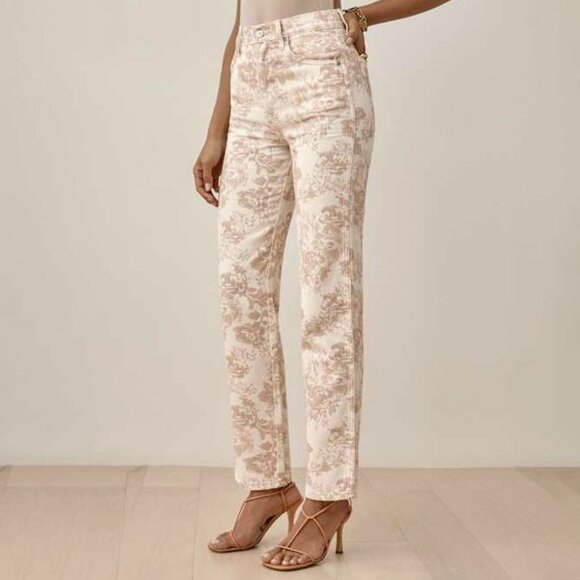 New Reformation Abalone Floral Toile High Rise Straight Jeans 27 $188 - Picture 1 of 7
